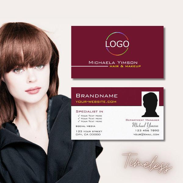 Burgundy White with Logo and Photo Professional