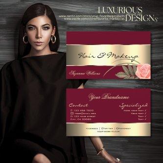 Burgundy with Gold Decor and Cute Rose Flower