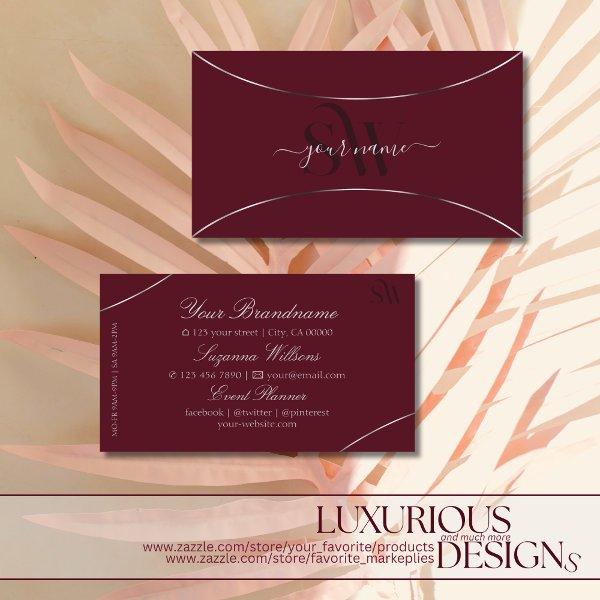 Burgundy with Silver Decor and Monogram Elegant