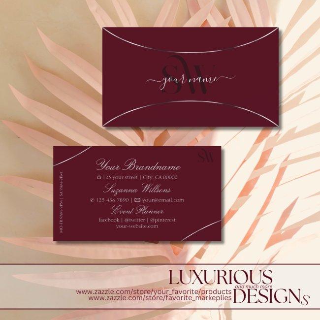 Burgundy with Silver Decor and Monogram Elegant