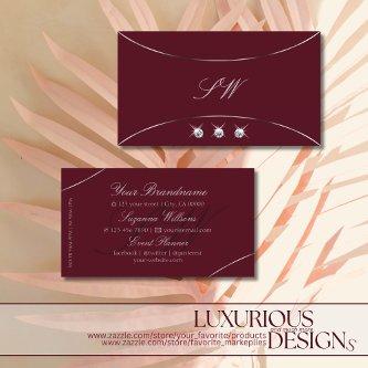 Burgundy with Silver Decor Diamonds and Monogram