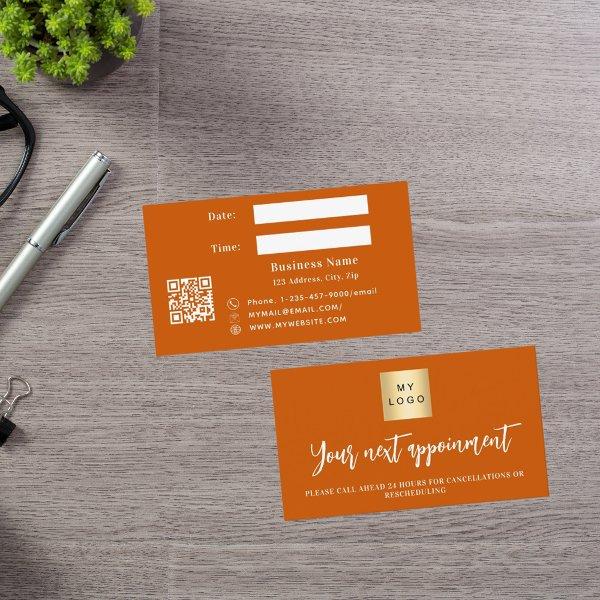 Burnt orange business logo appointment card