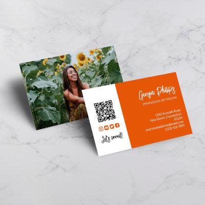 Burnt Orange QR Code Photo Social Media Icons