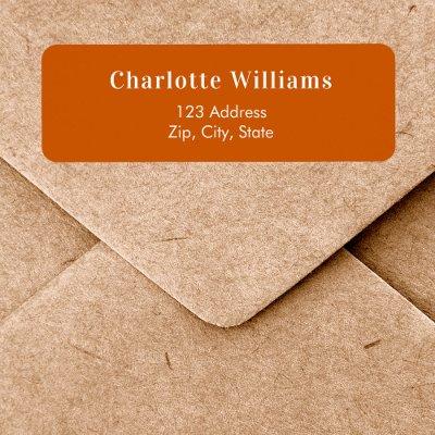 Burnt orange return address label