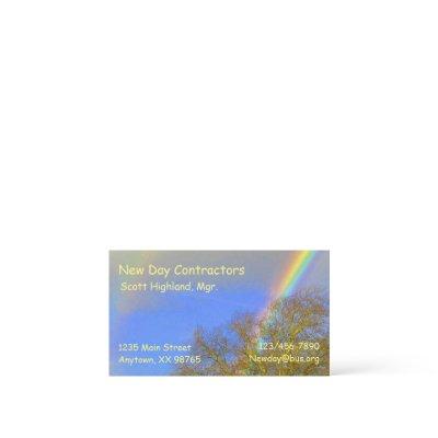 Bus. Card - Double Rainbow over Trees