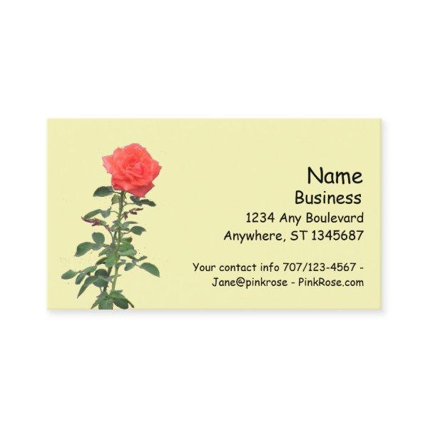 Bus. Card - Single Pink Rose on Stem