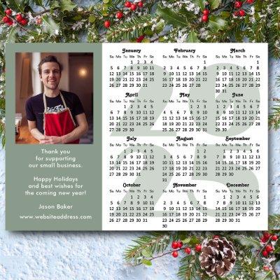 Business 2025 Calendar Minimalist Sage Green Holiday Card