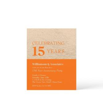 Business Anniversary Orange Gold Invitations