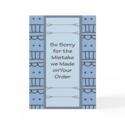 Business Apology for Mistake in Order Card