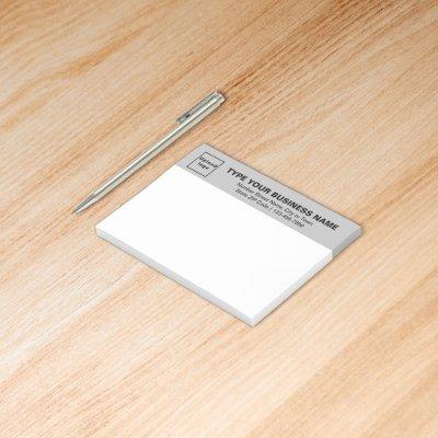 Business Brand on Gray Heading of Rectangle Post-it Notes