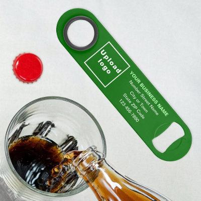 Business Brand on Green Bottle Opener