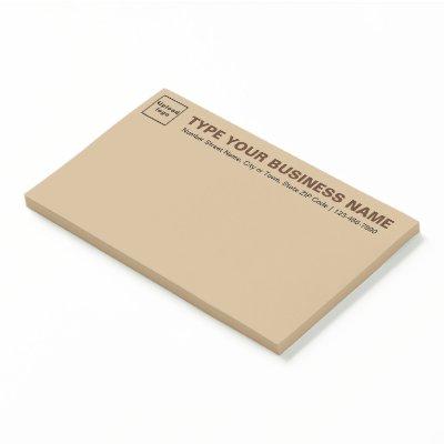 Business Brand on Heading of Light Brown Large Post-it Notes