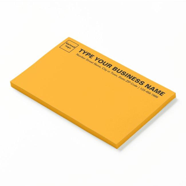 Business Brand on Heading of Orange Color Large Post-it Notes