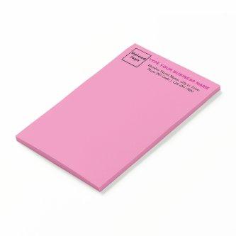 Business Brand on Heading of Pink Long Post-it Notes