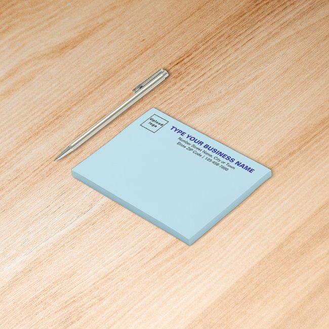 Business Brand on Light Blue Rectangle Post-it Notes