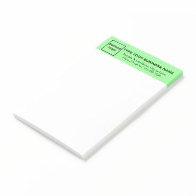 Business Brand on Light Green Heading of Long Post-it Notes