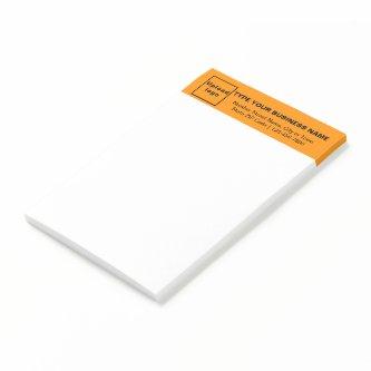 Business Brand on Orange Color Heading of Long Post-it Notes