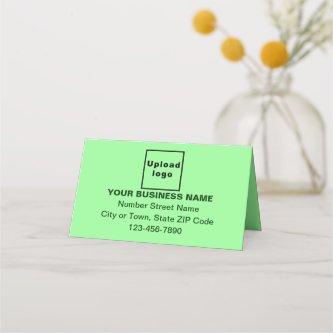 Business Brand on Small Light Green Folded Place Card
