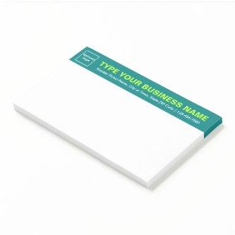 Business Brand on Teal Green Heading of Large Post-it Notes