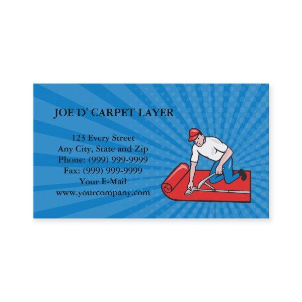 Carpet Layer Fitter Worker Cartoon
