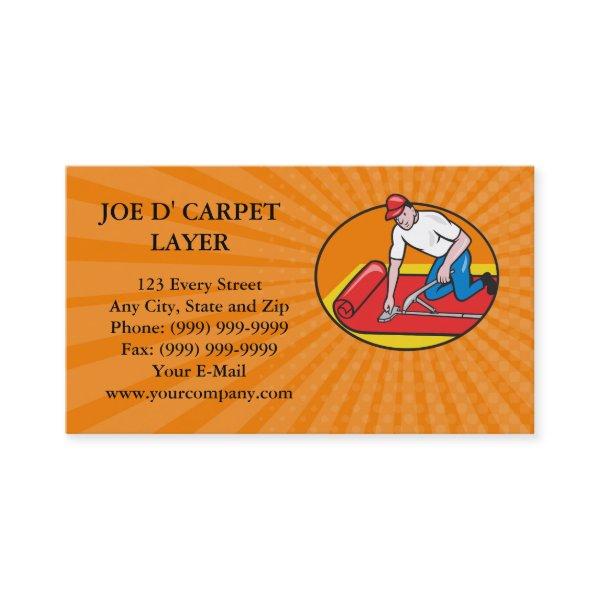 Carpet Layer Fitter Worker Cartoon