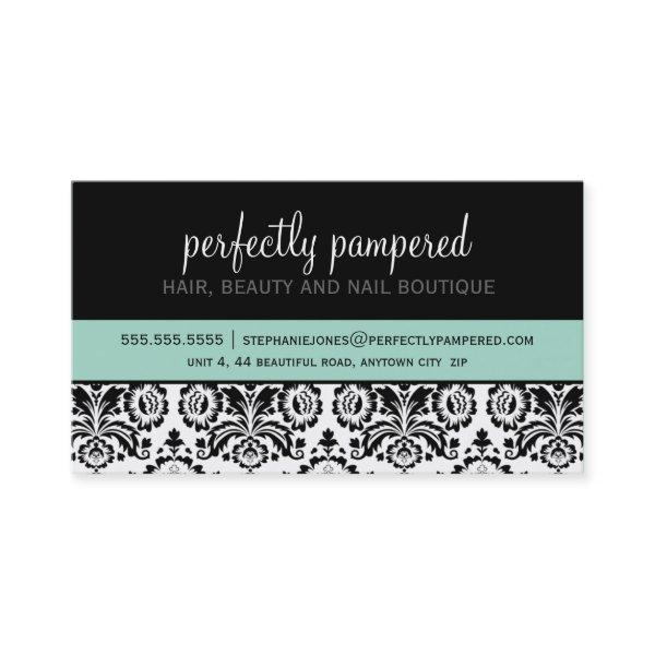 modern damask black mint green