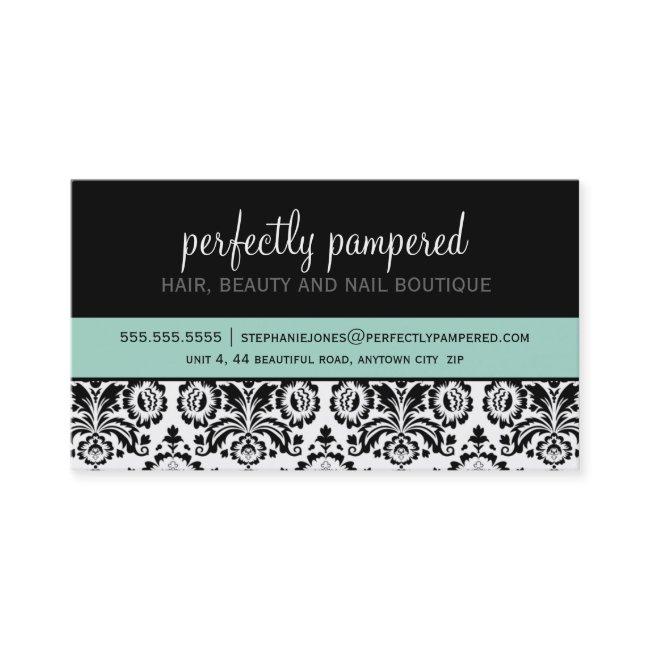 modern damask black mint green