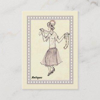 Retro Flapper Girl 1950's Drawing