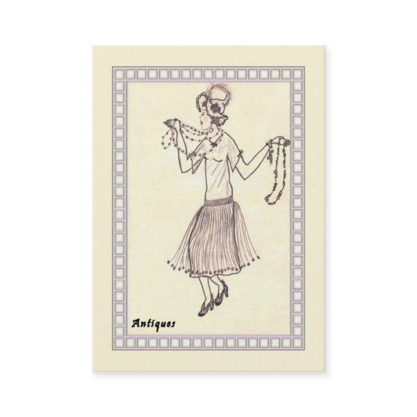 Retro Flapper Girl 1950's Drawing