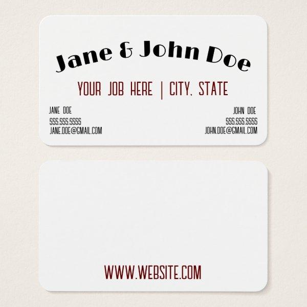 with spot for two names and contacts