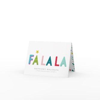 BUSINESS CHRISTMAS bold bright colorful fa la la Holiday Card
