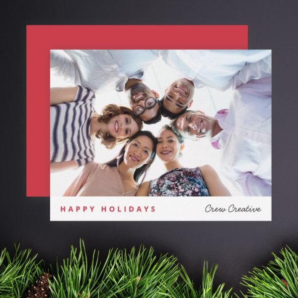 Business Christmas | Corporate Fun Team Photo Red Holiday Card