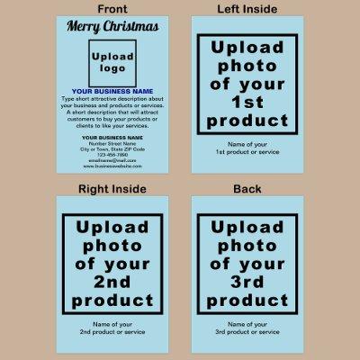 Business Christmas Light Blue Folded Greeting Card