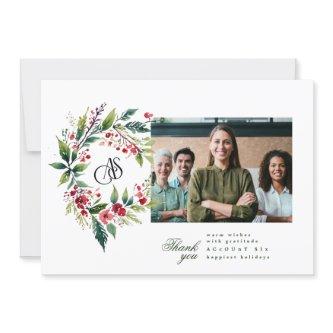 Business Christmas Logo Wreath Photo Holiday Card