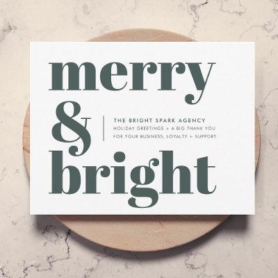 Business Christmas | Merry and Bright Forest Green Holiday Card