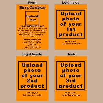 Business Christmas Orange Color Folded Greeting Card