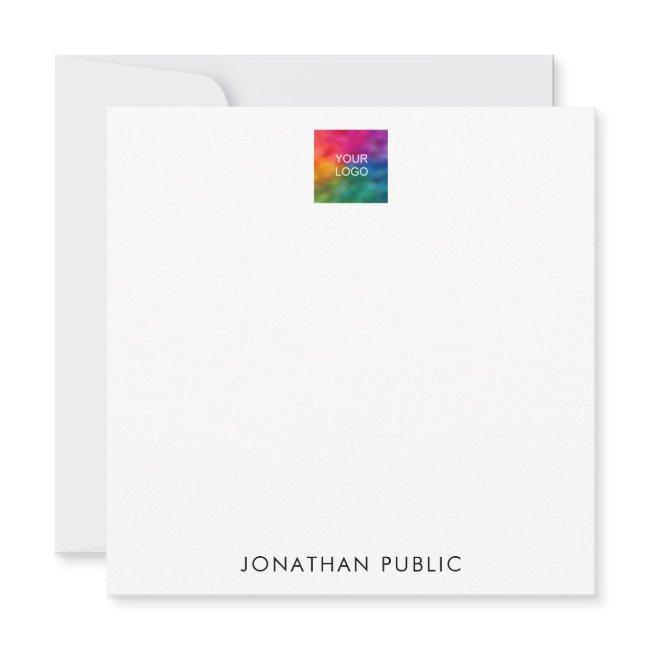 Business Company Logo Here Your Name Modern Note Card