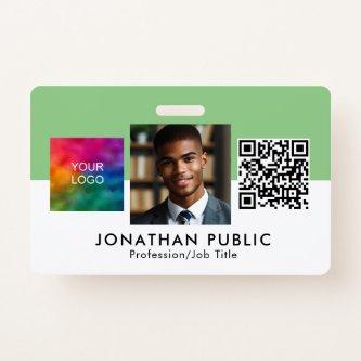 Business Company Logo QR Code Employee Modern ID Badge