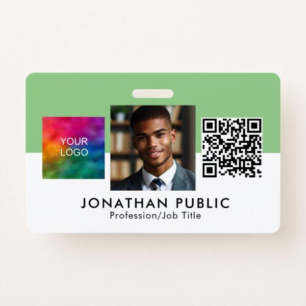Business Company Logo QR Code Employee Modern ID Badge