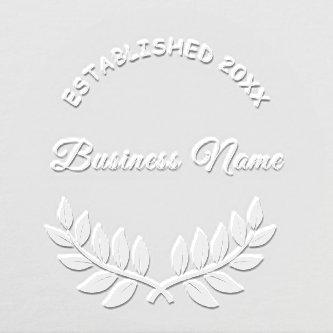 Business company name classic laurel wreath embosser