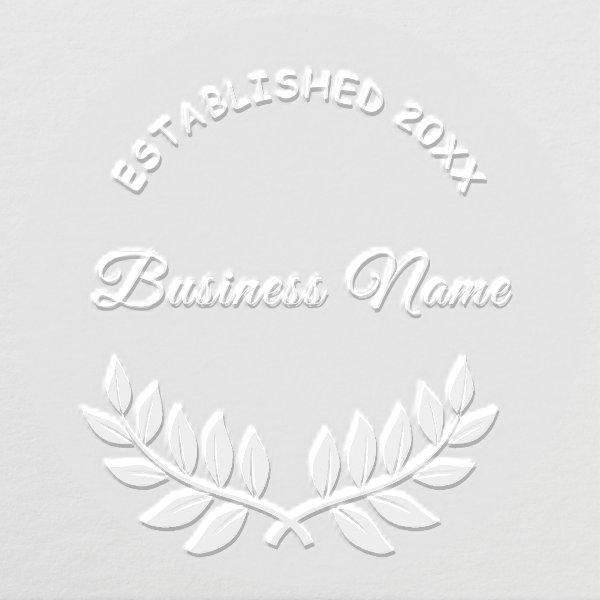 Business company name classic laurel wreath embosser