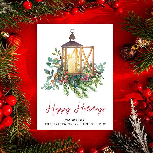 Business Corporate Logo Christmas Watercolor Holiday Card