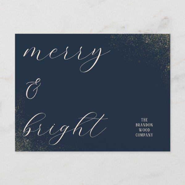 Business Corporate Navy and Gold Holiday Postcard