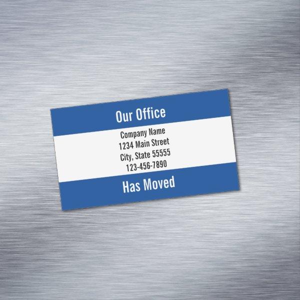 Business Dark Blue and White Moving Announcement  Magnet