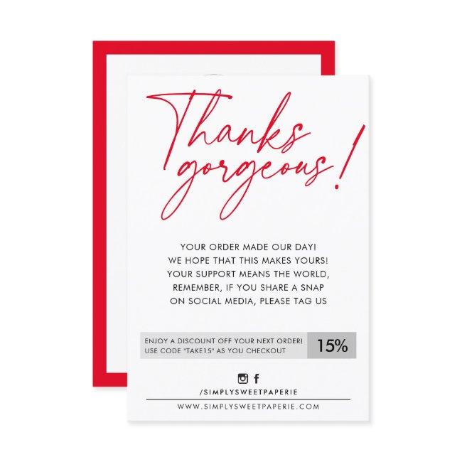 BUSINESS DISCOUNT modern ball pen red Thank You Card