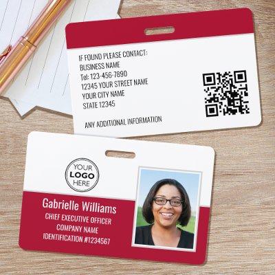 Business Employee ID Photo Security Red Badge