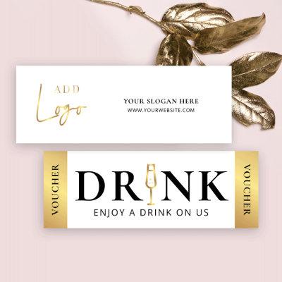 Business Event Elegant Gold Logo Drink Voucher Mini