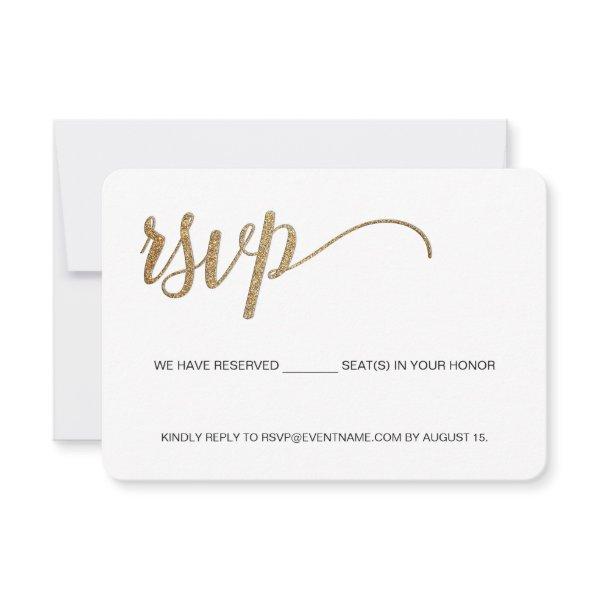 Business event logo faux Gold Script email RSVP Card