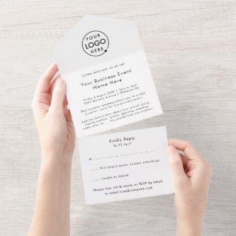 Business Event | Minimalist Clean Simple White All In One Invitation