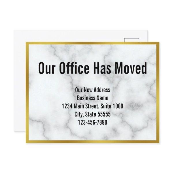 Business Faux White Marble Our Office Has Moved Announcement Postcard